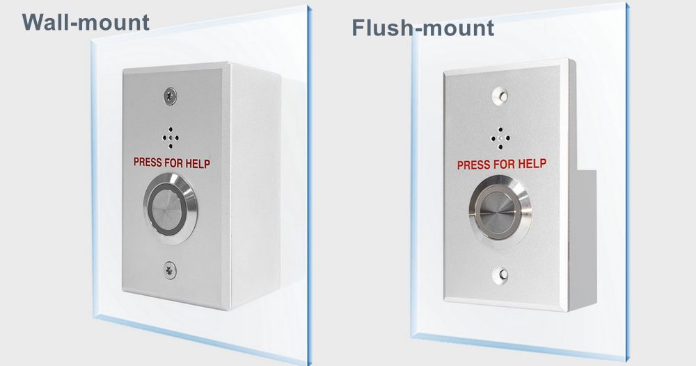 ZYCOO PB-S11 panic button wall-mount and flush-mount installations