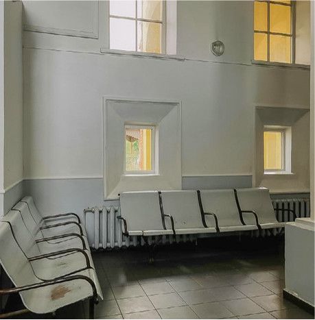 Wall-mounted speakers in lobby